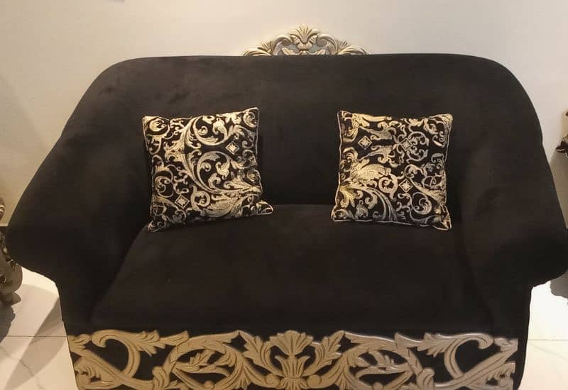 Solid Sofa Set in Black 1