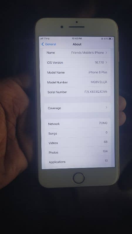 I phone 8 plus pta Approved 10/9 condition All ok working 0