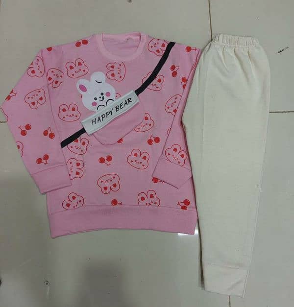 Stylish Fleece Printed Track Suit 2 Pcs for Boys and Girls 1