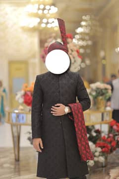 Premium Black Sherwani Set for Sale | Only One Time Used.