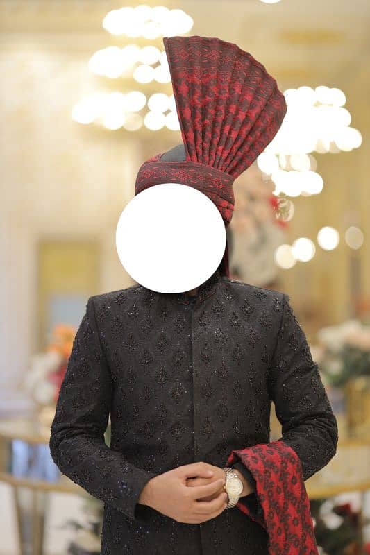 Premium Black Sherwani Set for Sale | Only One Time Used. 1