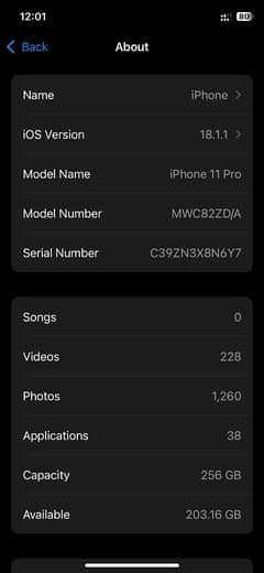 Iphone 11 pro. 256gb. Official PTA approved, BH 90%