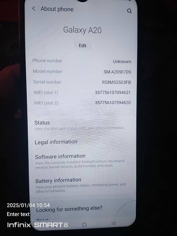 Samsung A20 10/9 condition with charger only A+ panal change 2