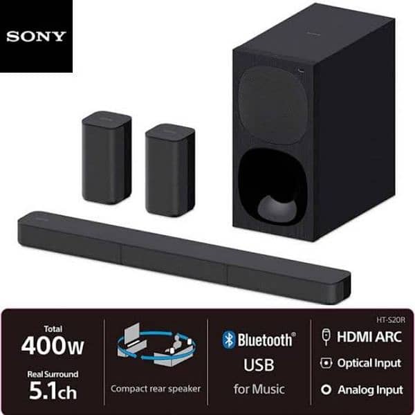 SONY HT-S20R 5.1ch Home Cinema Soundbar System 0