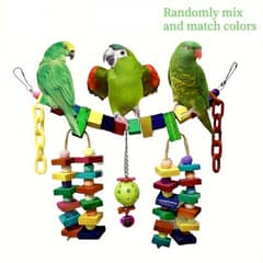 Parrot Bird toys wooden stand perches cage everything