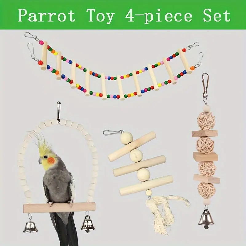 Parrot Bird toys wooden stand perches cage everything — photo 10