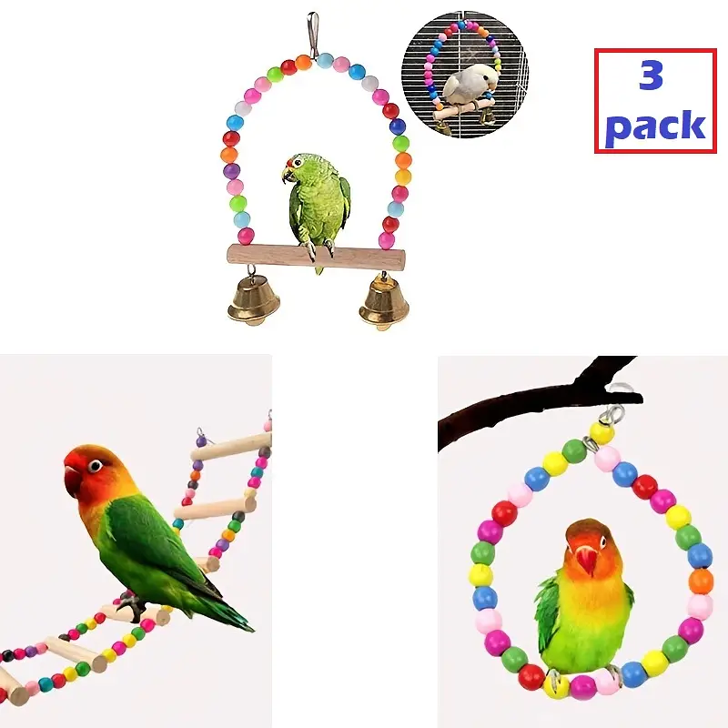 Parrot Bird toys wooden stand perches cage everything — photo 11