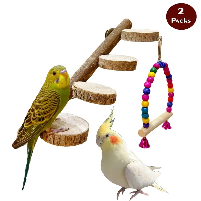 Parrot Bird toys wooden stand perches cage everything — photo 5