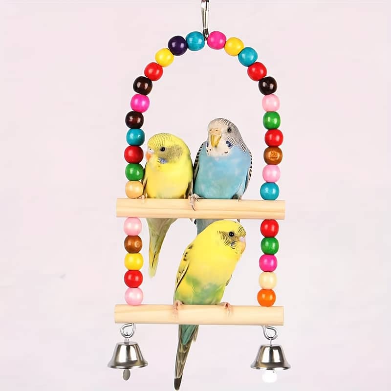 Parrot Bird toys wooden stand perches cage everything 13