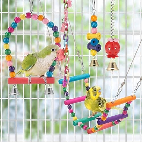 Parrot Bird toys wooden stand perches cage everything 15