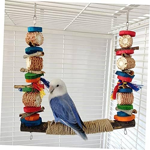 Parrot Bird toys wooden stand perches cage everything 16