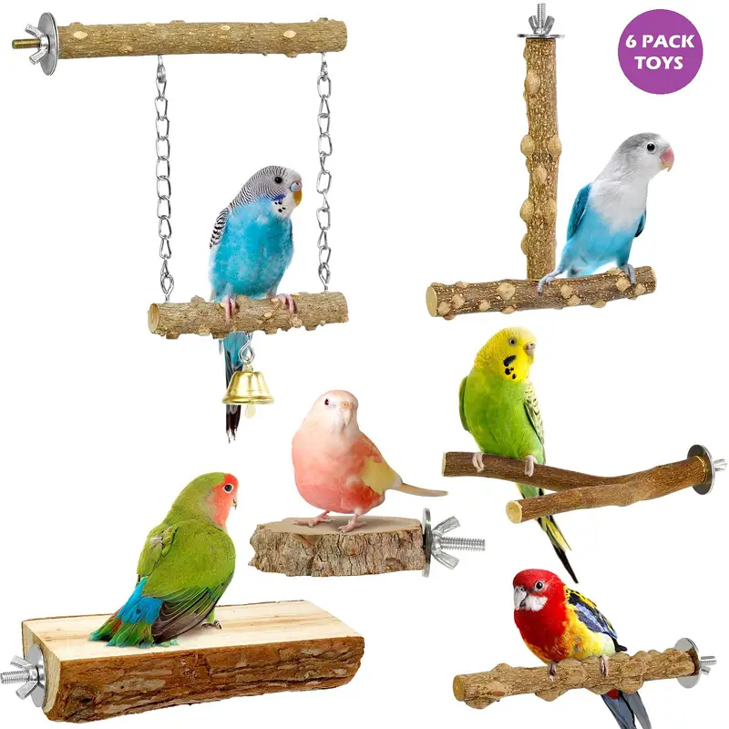 Parrot Bird toys wooden stand perches cage everything — photo 4