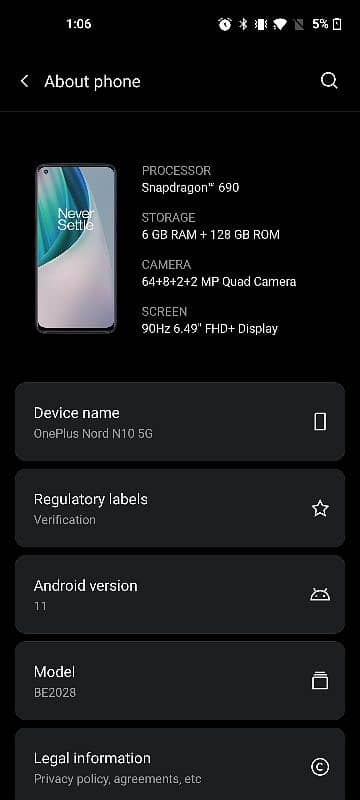 OnePlus Nord N10 5g 5