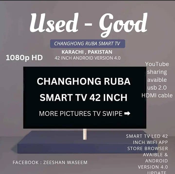 Changhong Ruba 42 Inch Smart tv OR H96 Max Ultra 4k Box 8