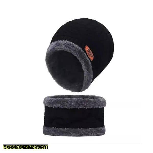 unisex beenie wool cap with neck warmer 4