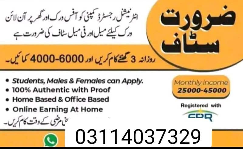 Online male and female staff required 0