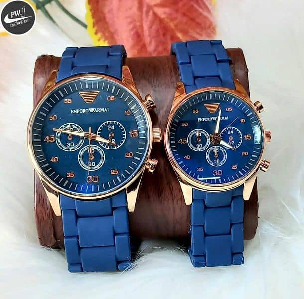 couple casual analogue watch set 1