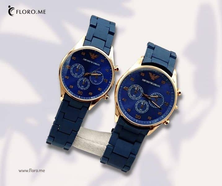 couple casual analogue watch set 2