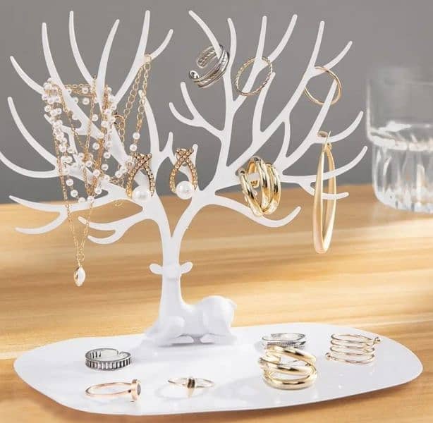 Antlers Jewelry Display Stand Necklace Earrings Rings Tray Storage 0