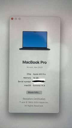 Macbook Pro M3 Pro chip 16inch 2023