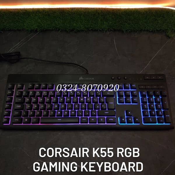 Corsair K55 RGB Gaming Keyboard Numeric Water Resistance Game Wired 0