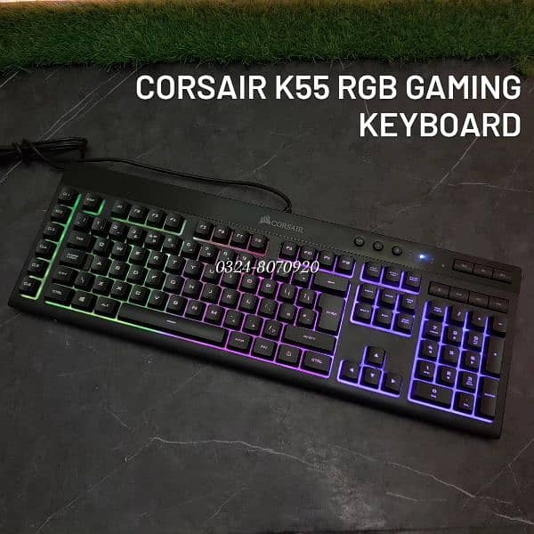 Corsair K55 RGB Gaming Keyboard Numeric Water Resistance Game Wired 1