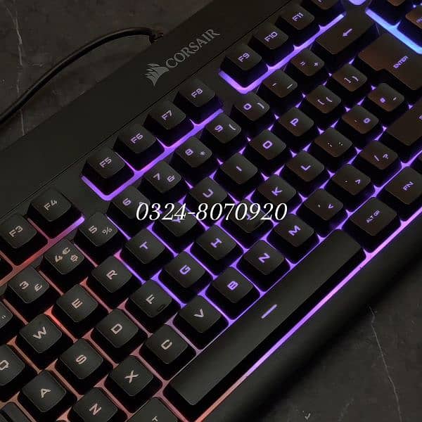 Corsair K55 RGB Gaming Keyboard Numeric Water Resistance Game Wired 4