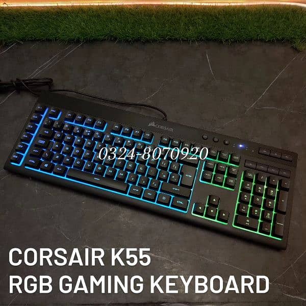 Corsair K55 RGB Gaming Keyboard Numeric Water Resistance Game Wired 5