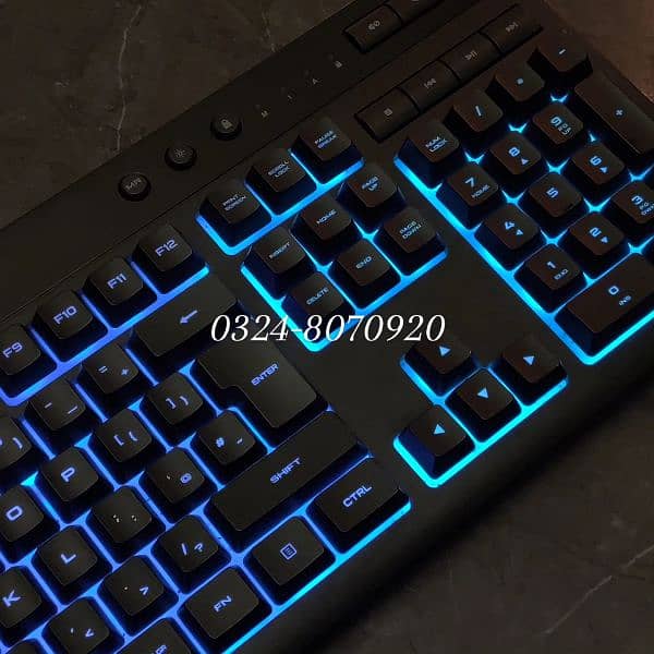 Corsair K55 RGB Gaming Keyboard Numeric Water Resistance Game Wired 6