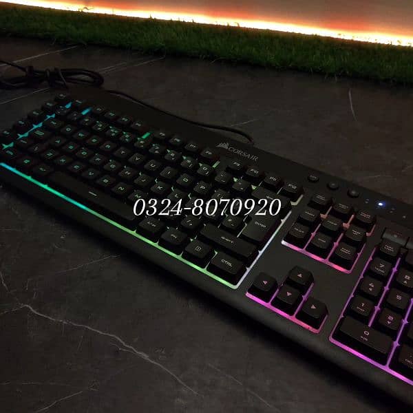 Corsair K55 RGB Gaming Keyboard Numeric Water Resistance Game Wired 7