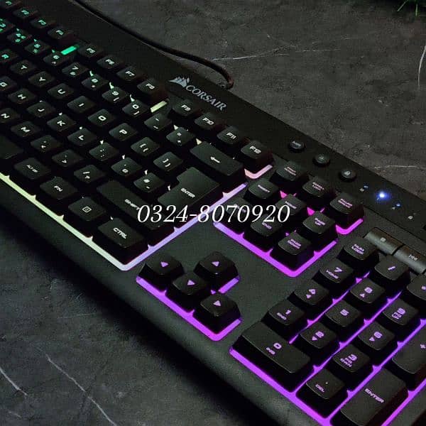 Corsair K55 RGB Gaming Keyboard Numeric Water Resistance Game Wired 8