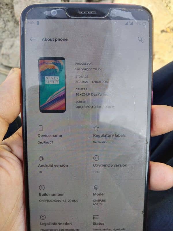 One Plus 5T PTA approved 8/128 for Sale 5