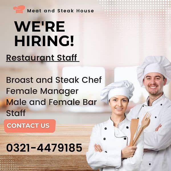 Restaurant Staff | Bar Staff | Chef | Male | Female | Jobs | Hiring 0