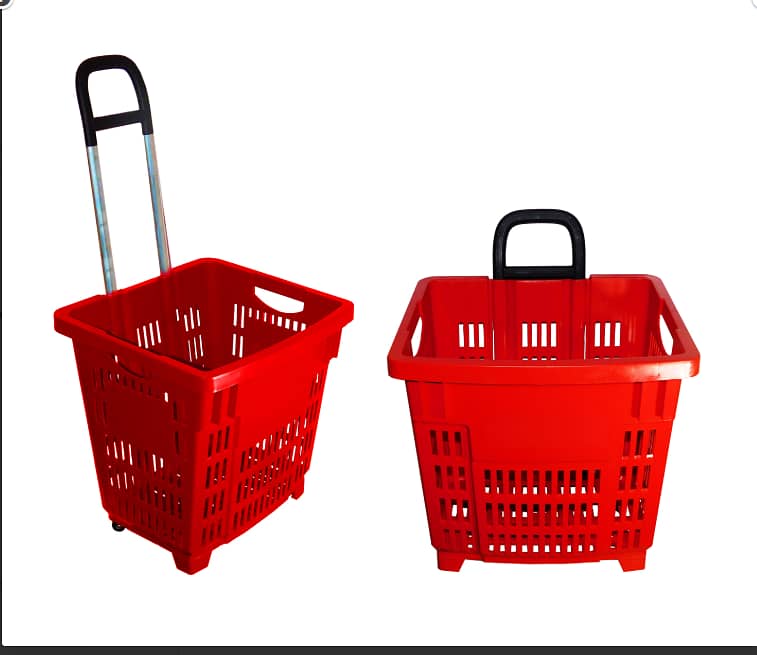 High quality supermarket basket with wheels 45L Voulme 2