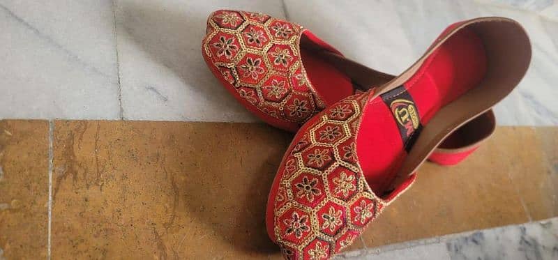 Fancy PU Women's Leather Embroidered Khussa Shoes - 1 Pair 0