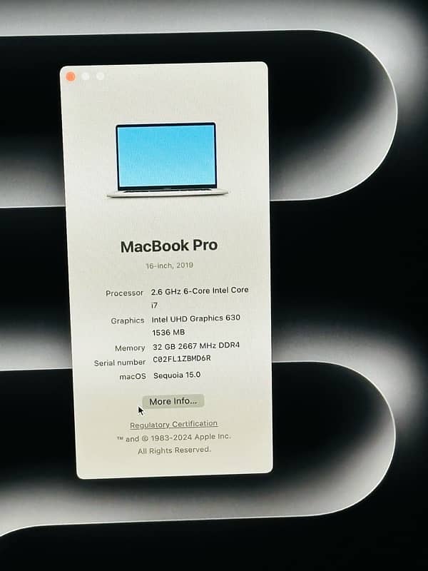 MacBook Pro late 2019 16inch display 32GB RAM 5