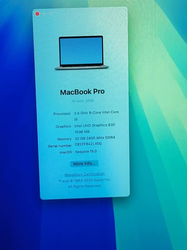 MacBook Pro 2019 Core i9 32GB RAM 4