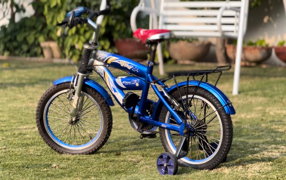 Chinese Imported Blue Kids Bike with Training Wheels 1