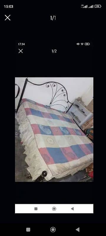 full size  iron bed with spring mattress 0