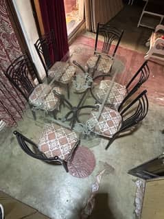 6 chairs dining table (heavy glass)