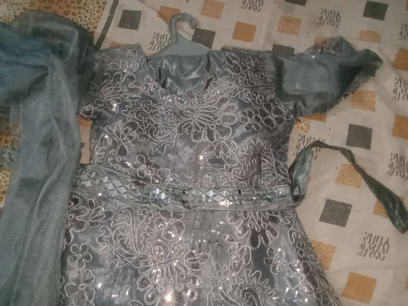 beautiful barbie gray colour shining  dress for 9 to 13  year old girl 3