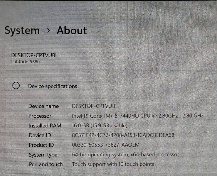 Dell latitude 5580 Touch support 1