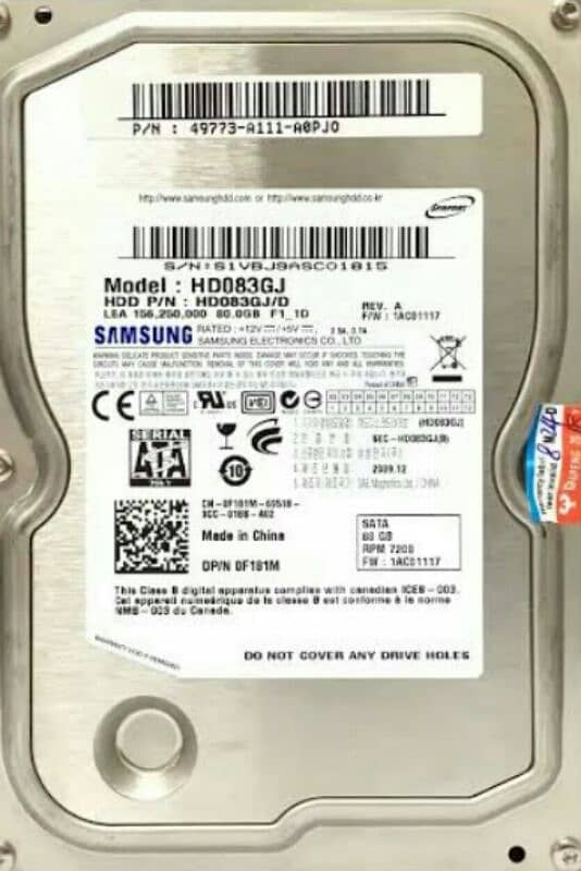 Samsung hard disk 80GB 1