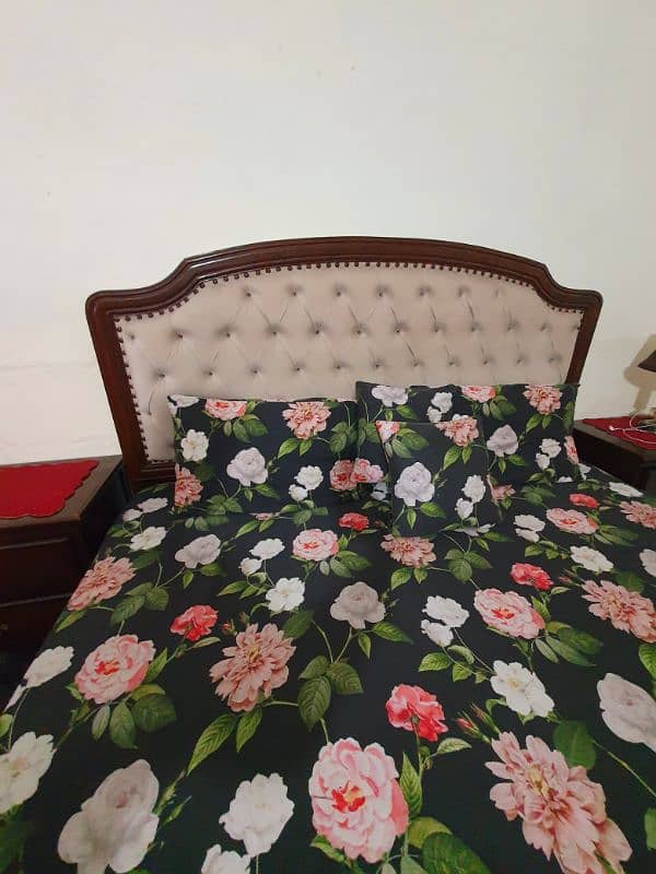 King Size Pure Wooden Double Bed Set 1