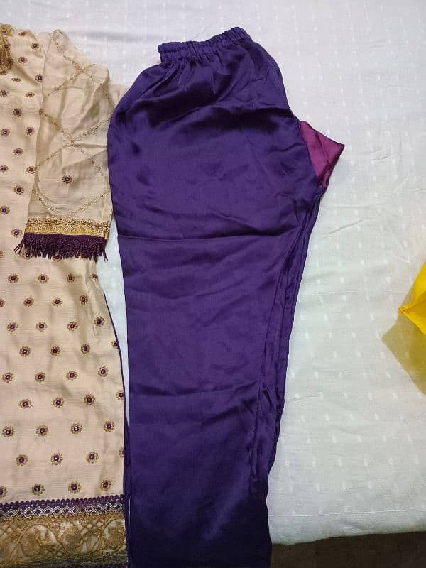 Three piece silk stitched dress . good condition 3