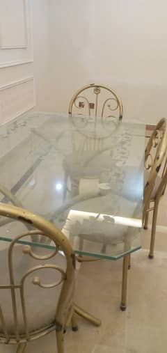 Dining Table glass 4 chairs and Doors