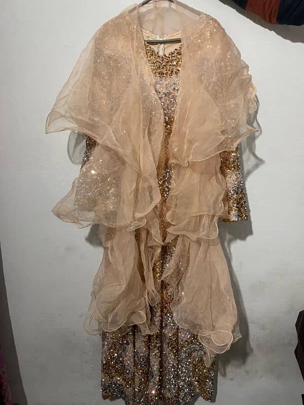 Maxi (Tari maxi) Shining with frill organza dubata (Peach Golden) 3