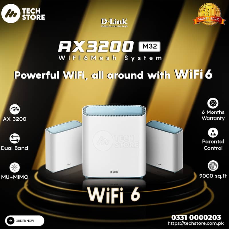 Dlink Mesh Router AX3200 M32 WiFi 6 Pack of 3 (Branded Used) 0