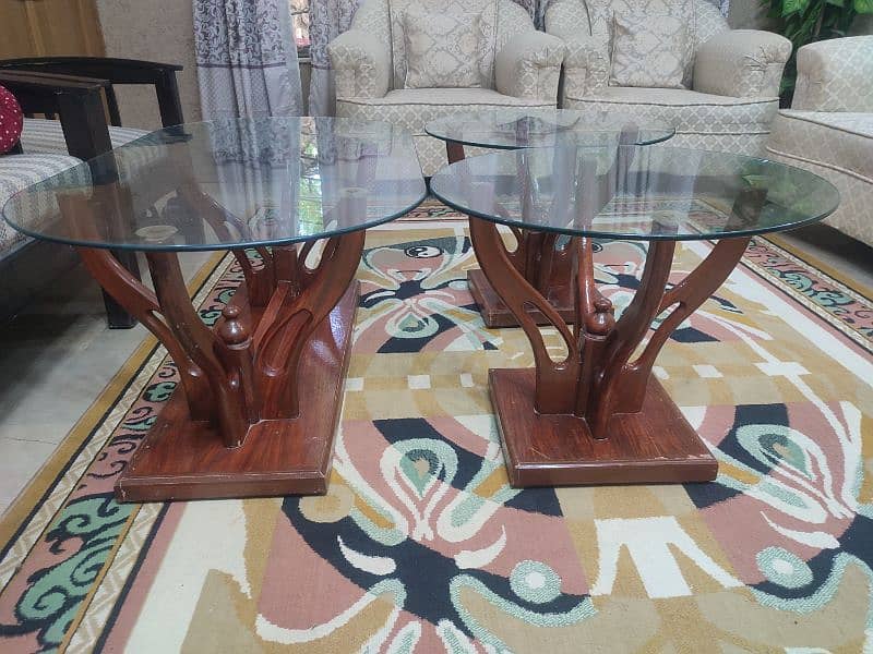 1 x Centre Table & 2 x Side Tables with beautiful Glass Top 2