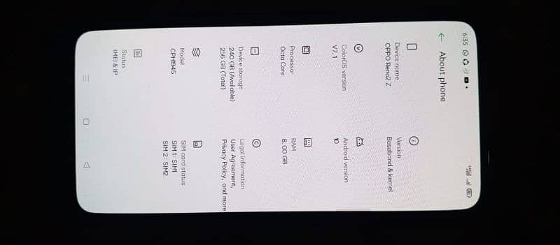 oppo Reno 2z . all okay hay 10×10 condition . ram 8 . rom 256 9